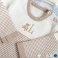 Seed Stitched Striped Cotton Romper